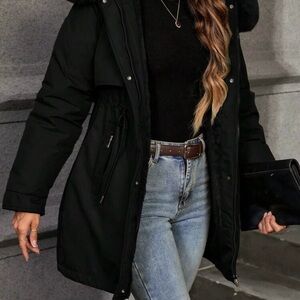 Womens Black Hooded Jacket